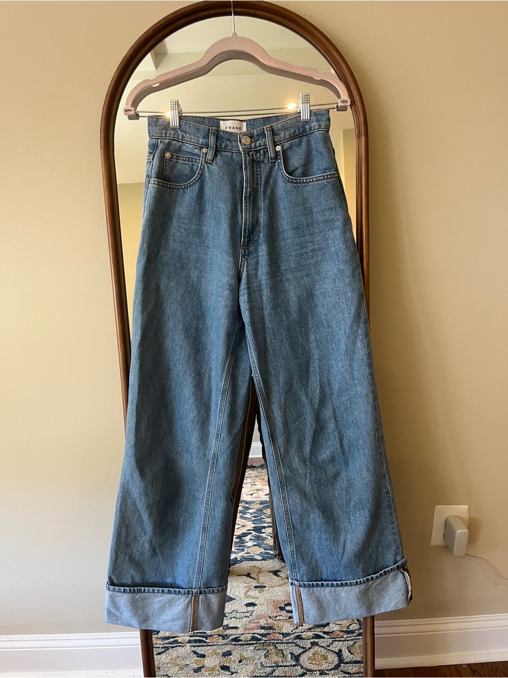Frame Denim Light Blue High-Rise Wide Leg Jeans